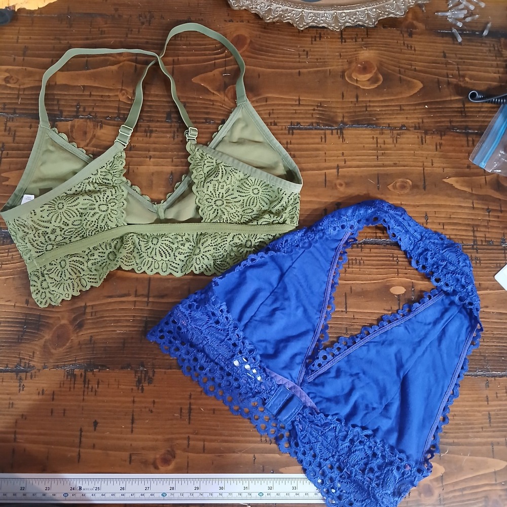 M Lace Bralette Set Halter criss cross back boho hippie festival indie sleaze - Picture 2 of 7
